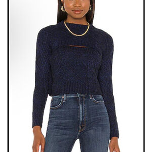 New Central Park West Charlize Cut Out Sweater, Navy, Size S $182 MSRP